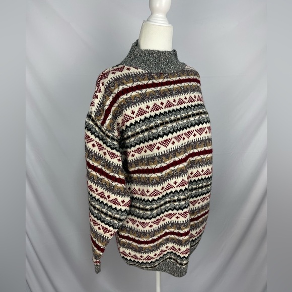 Carly Blake multi colored mock turtleneck pull over cotton sweater women’s M - Picture 3 of 15
